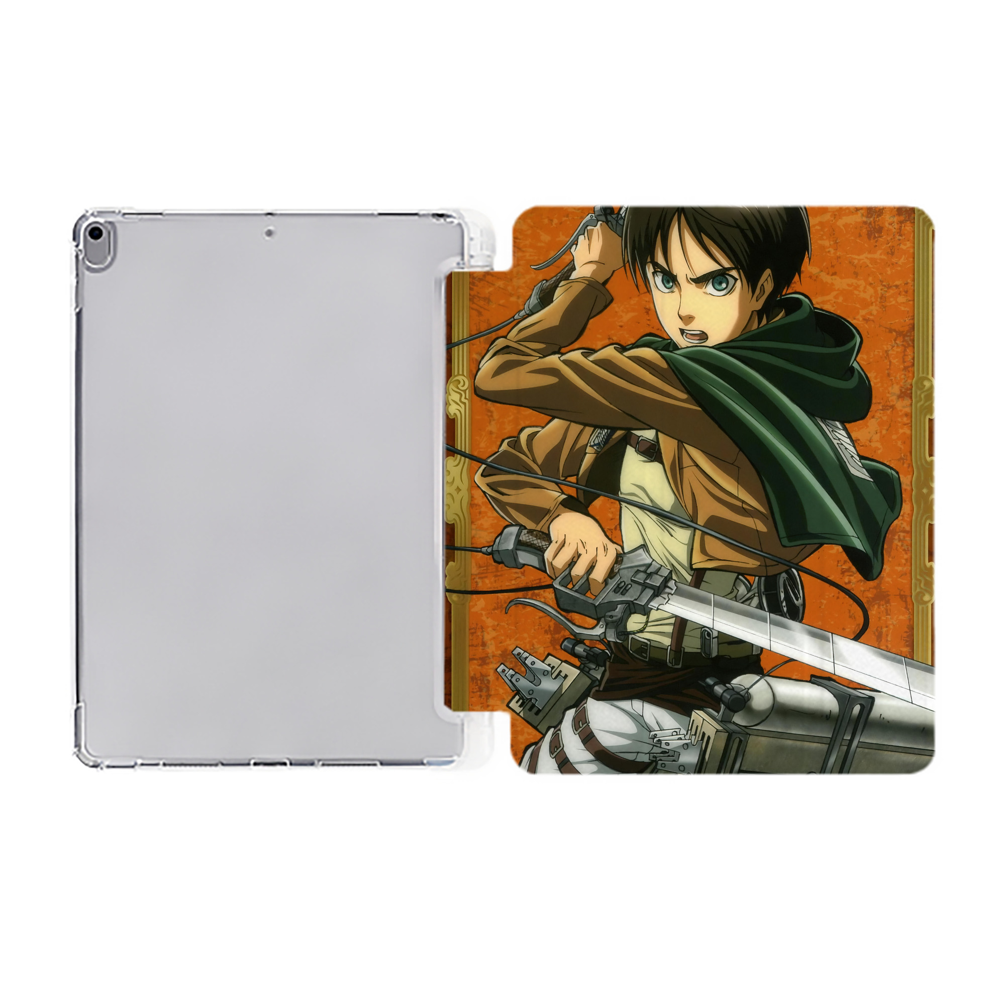 （画像用） 進撃の巨人 Attack on Titan IPad ケース ペン収納付き 三つ折りスタンド PUレザー×シリコン 対応機種9.5/10.5/10.9インチ